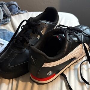 Puma Roma Sneakers in Black, White & Red with BMW Detail